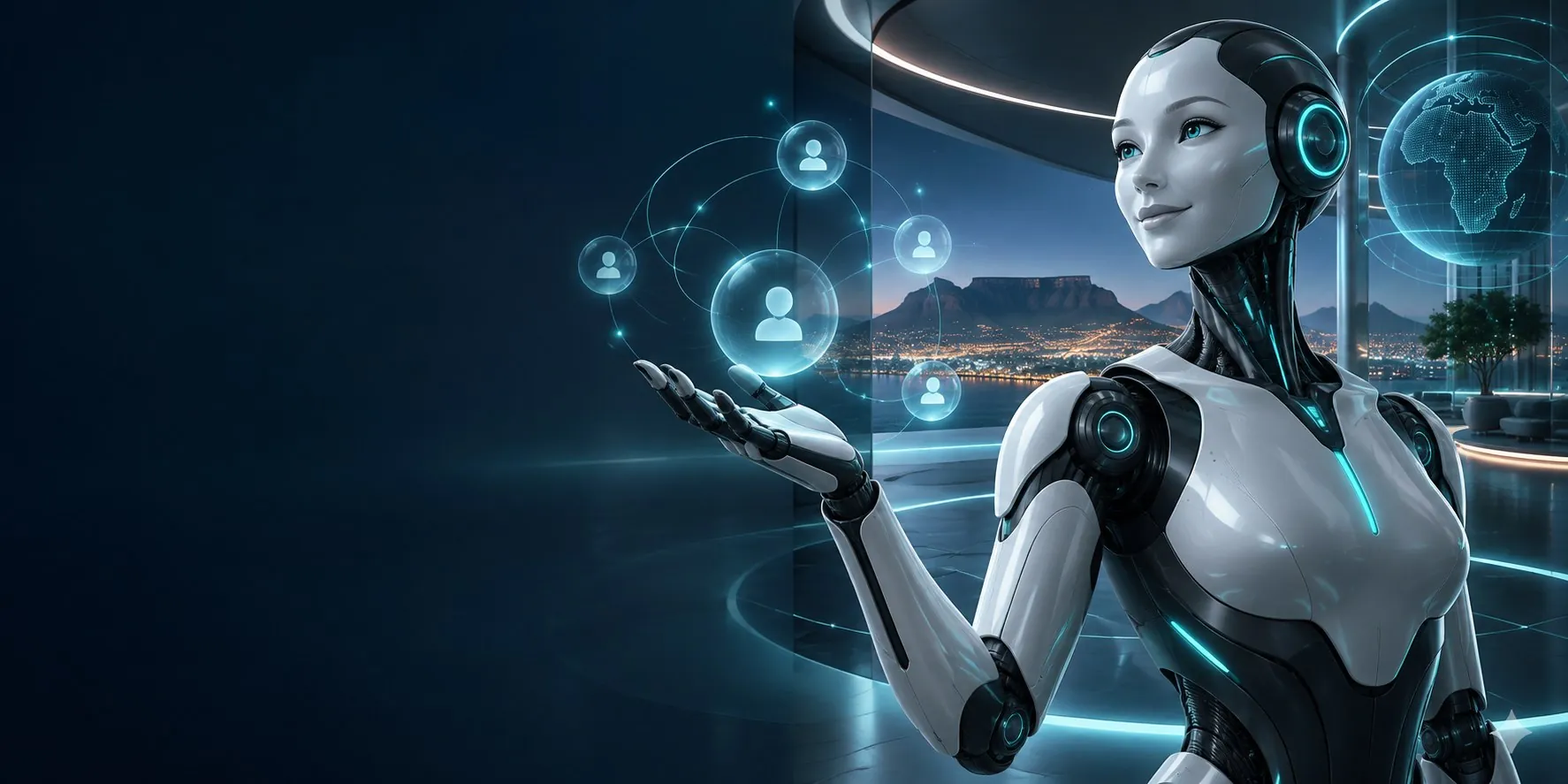 Conceptual AI assistant representing AI Monitor surveillance bots